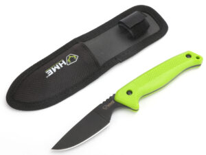 HME KNFBCK Fixed Blade  2.50" Fixed Caper Plain Black Oxide 420HC SS Blade Green TPR Handle Includes Sheath