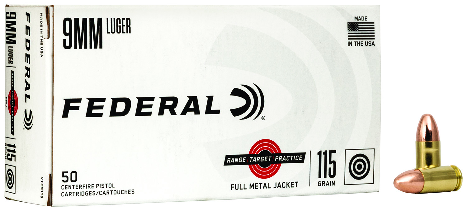 Federal RTP9115 9mm Luger 115gr FMJ ammunition 50-round box