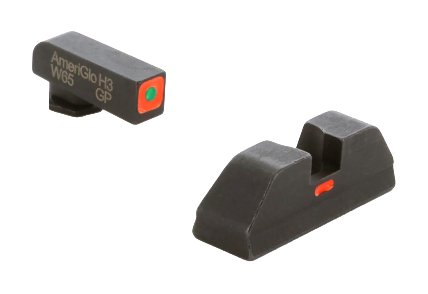 AmeriGlo GL616 CAP Sight Set for Glock Green Tritium Orange Outline Front Sight Orange-Bar Rear Sight