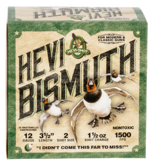 HEVI-Shot HS14502 HEVI-Bismuth 12Gauge 3.50" 1 1/2oz Bismuth 2Shot 25 Per Box/10 Case