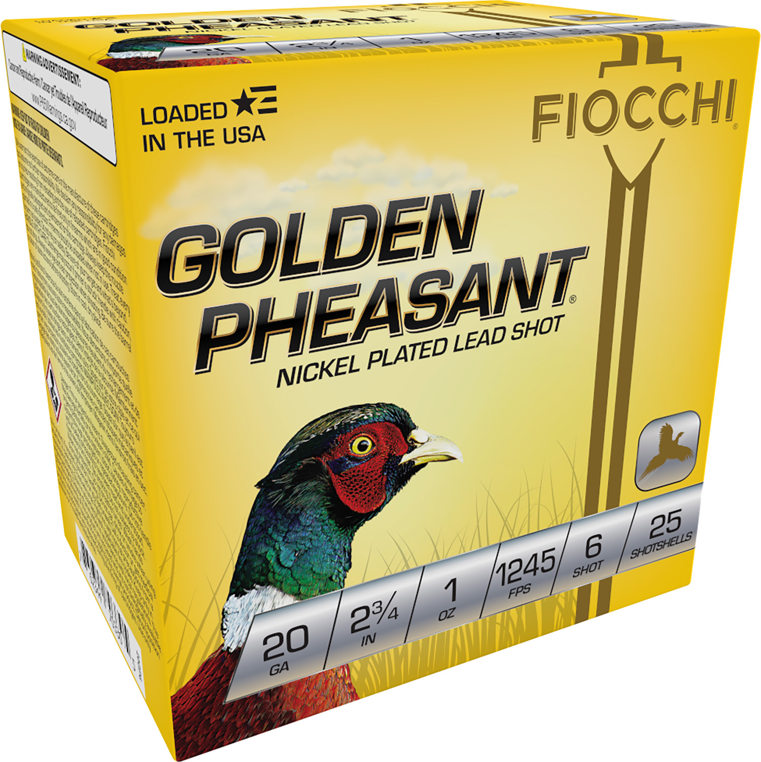 Fiocchi 20GP6 Golden Pheasant Extrema 20Gauge 2.75" 1oz 6Shot 25 Per Box/10 Case