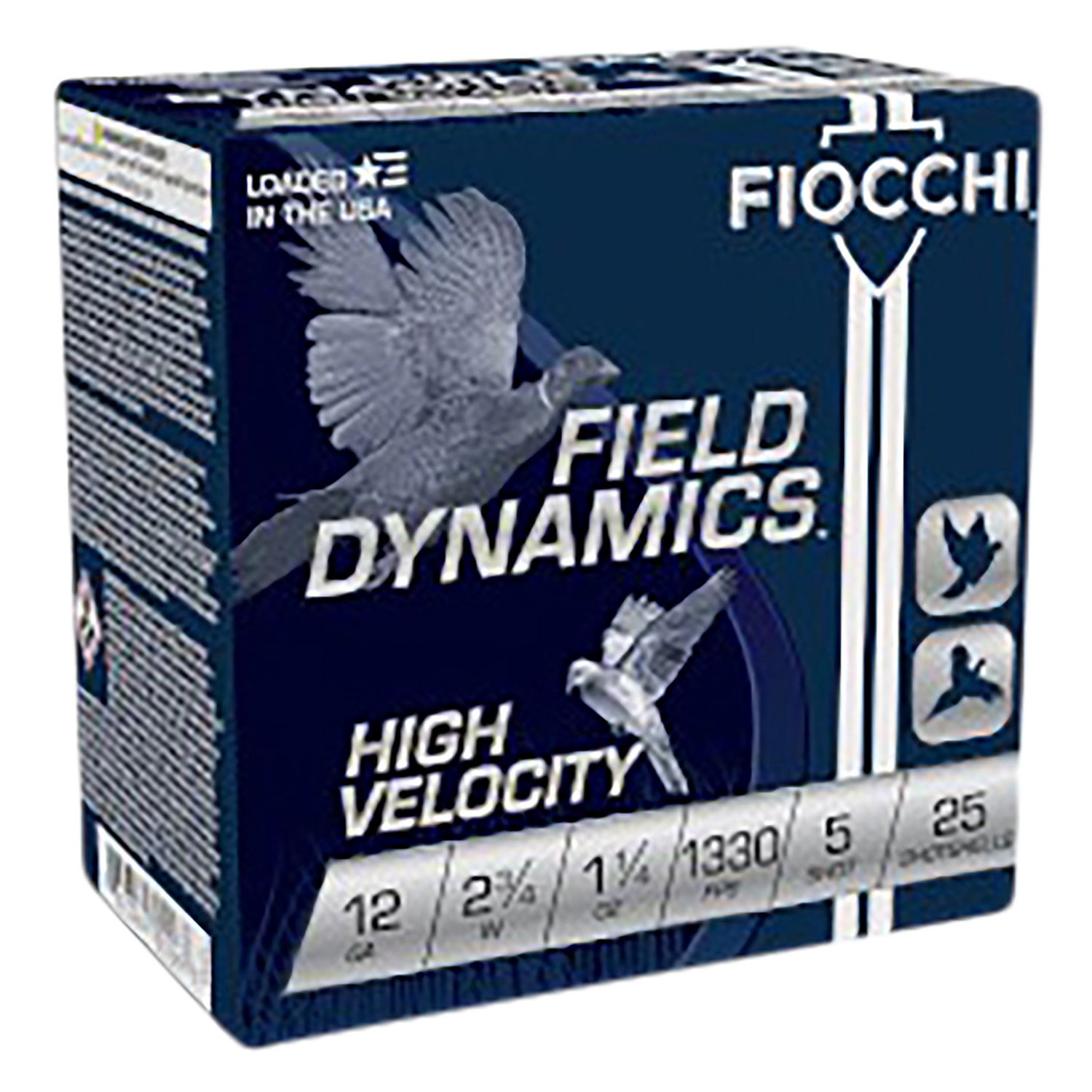 Fiocchi 12HV5 Field Dynamics High Velocity 12Gauge 2.75" 1 1/4oz 5Shot 25 Per Box/10 Case
