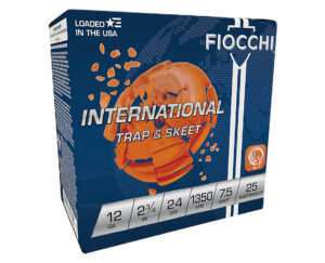 Fiocchi 12IN2475 Exacta Target International Trap & Skeet 12Gauge 2.75" 24gram 7.5Shot 25 Per Box/10 Case