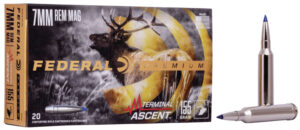 Federal Premium Terminal Ascent 7mm Rem Mag 155 gr ammunition box, 20 rounds