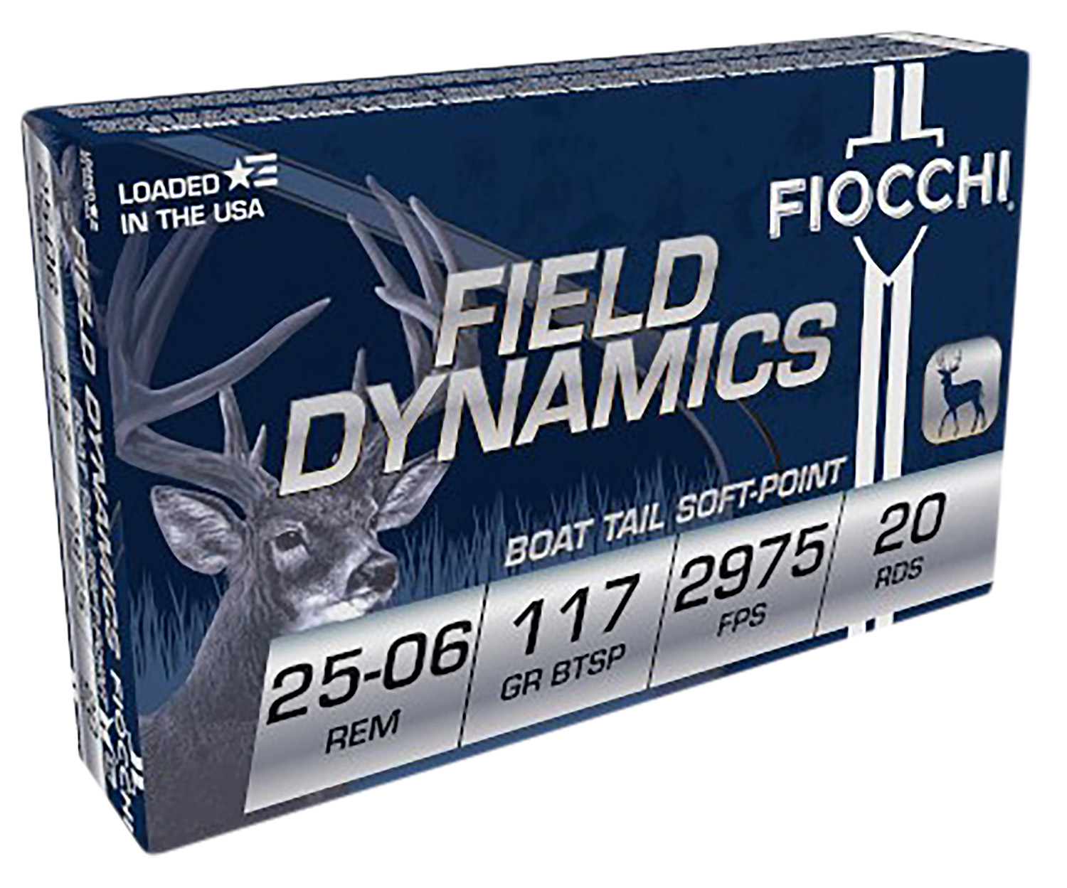 Fiocchi 25-06 Rem 117gr 20rd box brass-cased cartridges
