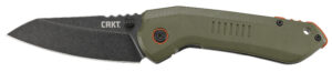 CRKT 6280 Overland  3" Folding Sheepsfoot Plain Stonewashed 8Cr13MoV SS Blade/ Green G10/SS Handle Includes Pocket Clip