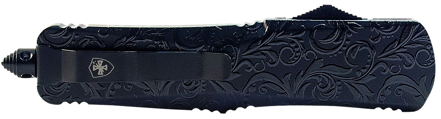 Templar Knife LMDG131 Gen II Maiden Gloss Large 3.50" OTF Dagger Plain Black Oxide Stonewashed 440C SS Blade, 5.25" Black Gloss Aluminum Handle, Glass Breaker