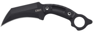 CRKT 2630 DU Hoc  5.10" Fixed Recurve Plain Black Powder Coated SK-5 Steel Blade, Black Textured G10 Handle, Includes Sheath