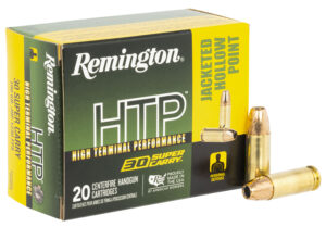 Remington HTP .30 Super Carry 100gr JHP ammunition box, 20 rounds