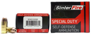 SinterFire Special Duty .45 ACP 155 gr lead-free frangible hollow point ammunition 20rd box