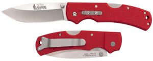 Cold Steel CS23JK Double Safe Slock Master 3.50" Folding Drop Point Plain 8Cr13MoV SS Blade/Red Textured GFN Handle Includes Pocket Clip