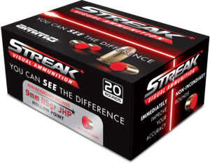 Ammo Inc STREAK Defense 9mm 20rd box red JHP handgun ammunition