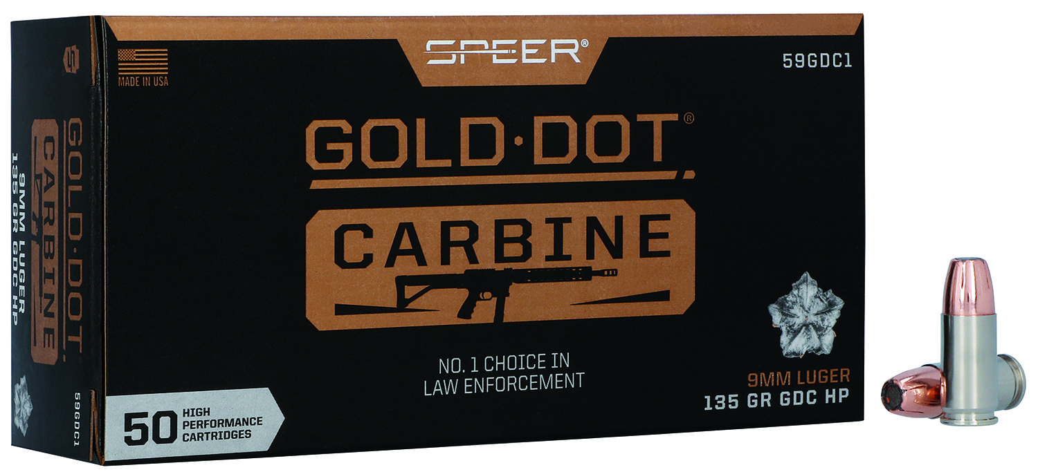 Speer Gold Dot 9mm 135 gr Hollow Point ammunition 50-round box