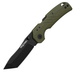 Cold Steel CSFL30DPLTBGZ Engage 3" Folding Tanto Plain Black PVD Stonewashed 4116 SS Blade/4.11" OD Green GFN Handle Includes Belt Clip
