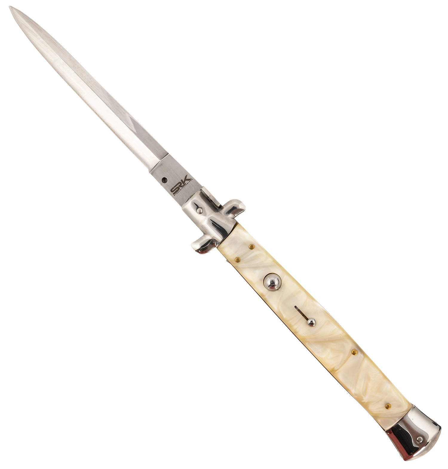 Steel River Knives CIMOPD Spartan 6" Italian Dagger Polished Blade 7" Mother of Pearl Synthetic Handle Side Open
