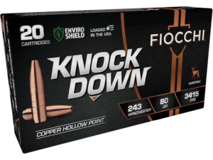 Fiocchi 243 Winchester 80gr solid copper hollow point 20 rounds box