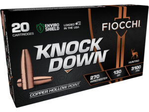 Fiocchi 270 Winchester 130 gr Knock Down Enviro Shield hollow point ammunition box, 20 rounds
