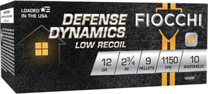 Fiocchi 12LE9P Defense Dynamics Low Recoil 12Gauge 2.75" 1Buck Shot 10 Per Box/25 Case
