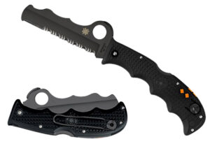 Spyderco C79PSBBK Assist Lightweight 3.69" Folding Part Serrated Black DLC VG-10 SS Blade/Black Textured FRN Handle Includes Glass Breaker/Pocket Clip