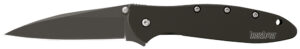 Kershaw 1660CKT Leek 3" Folding Modified Drop Point Plain Black DLC 14C28N Steel Blade Black DLC 410 Stainless Steel Handle Includes Pocket Clip
