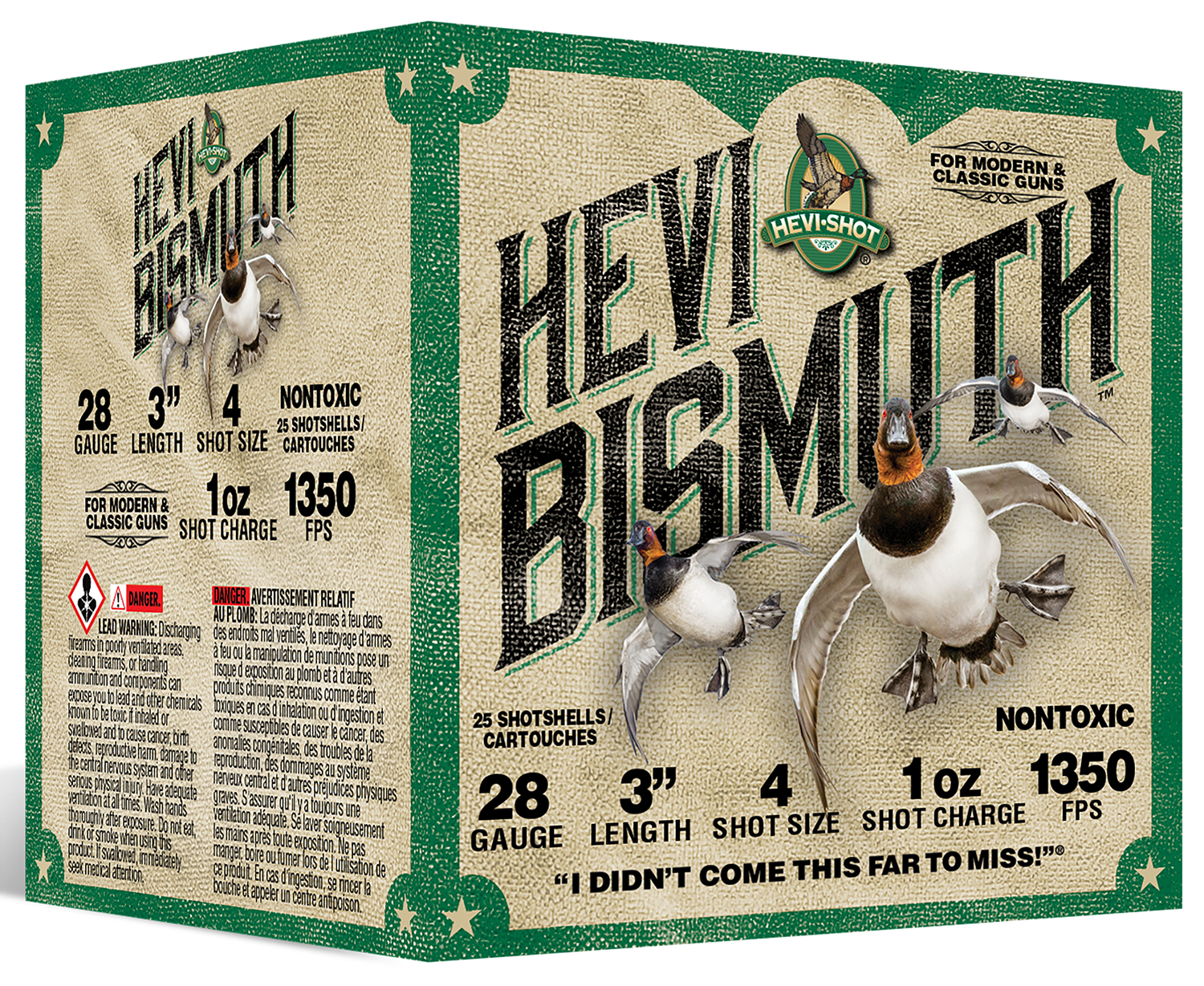 HEVI-Shot HS18434 HEVI-Bismuth Waterfowl 28Gauge 3" 1oz 4Shot 25 Per Box/10 Case