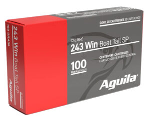 Aguila .243 Win 100 gr InterLock Boat Tail Soft Point ammunition 20-round box