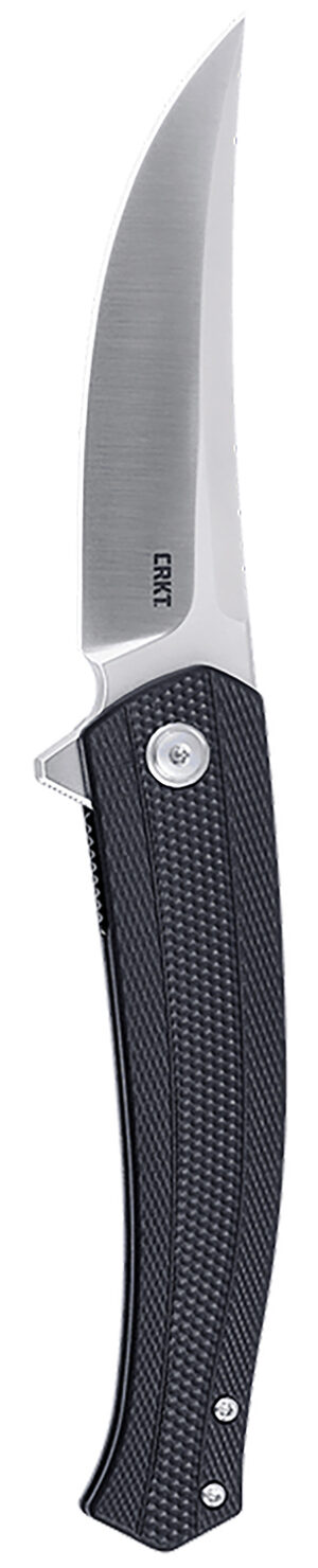 CRKT 7060 Persian  EDC 3.44" Folding Trailing Point Plain Satin D2 Steel Blade, Black Textured GRN Handle