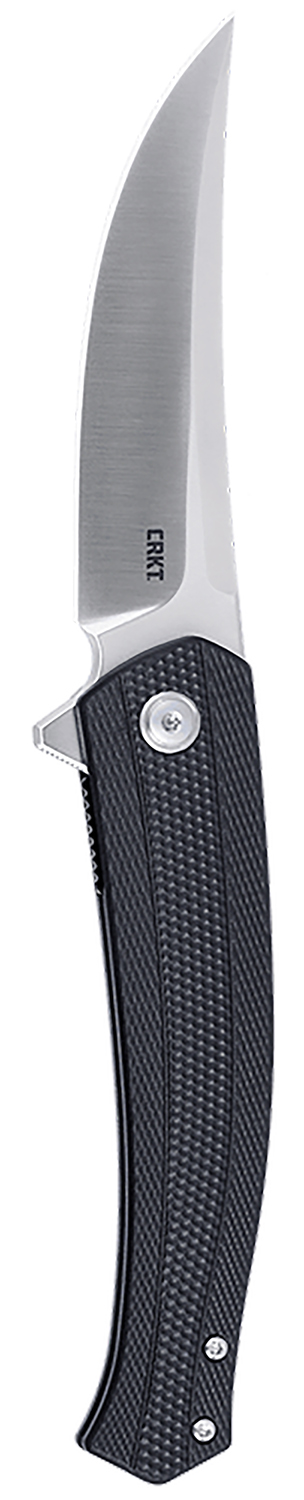 CRKT 7060 Persian EDC 3.44" Folding Trailing Point Plain Satin D2 Steel Blade, Black Textured GRN Handle