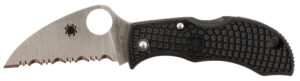Spyderco MBKWSB Manbug 1.91" Folding Wharncliffe Serrated Non-Reflective Black TiCN VG-10 SS Blade, Black Textured FRN Handle