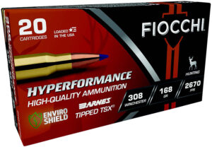 Fiocchi AMO .308 Win 168 gr Barnes TTSX ammunition box and cartridges