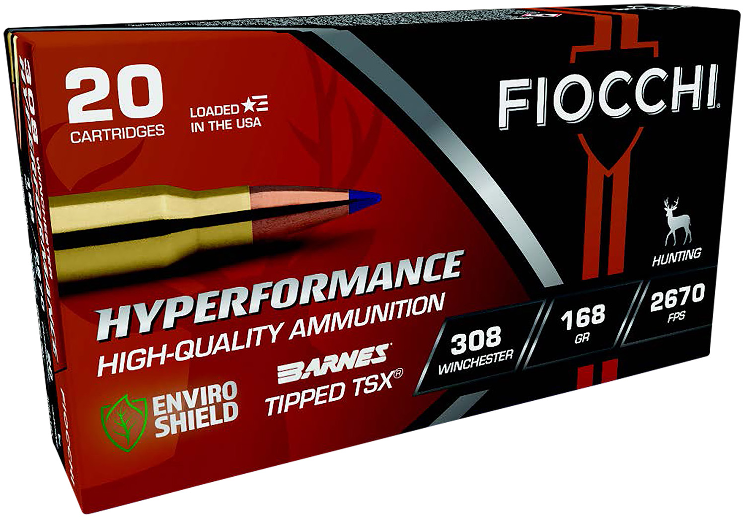 Fiocchi AMO .308 Win 168 gr Barnes TTSX ammunition box and cartridges