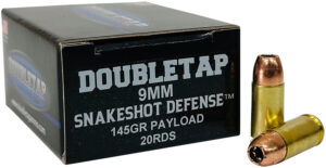 Double Tap 9mm SnakeShot 20rd box ammunition, 95 gr JHP + #9 shot