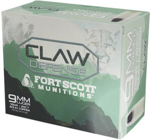 Fort Scott Munitions Claw Defense 9mm 115gr flat nose ammunition 20 round box