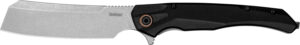 Kershaw 2078 Strata 4" Folding Cleaver Plain Stonewashed D2 Steel Blade, Black Bead Blasted G10/SS Handle