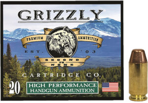 Grizzly Ammo 40 S&W 200gr FMJ Flat Point ammunition box, 20 rounds