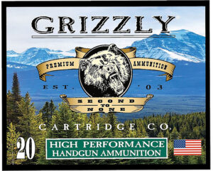 Grizzly Ammo .44 Magnum 240 gr Jacketed Hollow Point ammunition box, 20 rounds