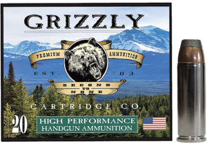 Box of Grizzly Ammo GC45C+P10 .45 Long Colt +P 300 gr Bonded Flat Point, 20 rounds