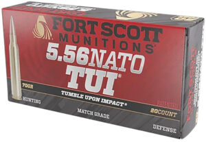 Fort Scott Munitions 5.56x45mm 70gr solid copper TUI ammunition 20-round box