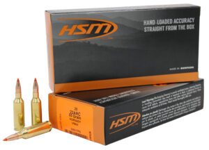HSM 22 ARC 55gr V-Max ammunition box, 20 rounds per box