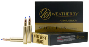 Box of Weatherby Select Plus 416 Wthby Mag 350gr Barnes Tipped TSX ammunition, 20 rounds