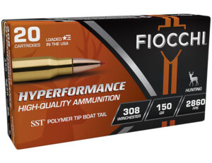 Fiocchi .308 Win 150 gr SST polymer tip ammunition box, 20 rounds