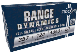 Fiocchi 357 Sig 124gr FMJ 50-round box ammunition