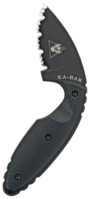 Ka-Bar 1481 TDI Law Enforcement 2.31" Fixed Drop Point Serrated Black AUS-8A SS Blade, Black Zytel Handle, Includes Belt Clip