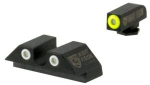 Night Fision GLK001007YGW Tritium Night Sights For Glock Green Tritium Yellow Outline Front Sight- Green Tritium White Outline Rear Sight Glock 17/17L/19/22