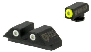 Night Fision GLK002007YGW Tritium Night Sights For Glock Green Tritium Yellow Outline Front Sight- Green Tritium White Outline Rear Sight Glock 20/21/29/30/36/40/41