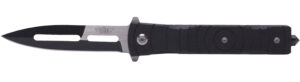 Uzi Accessories UZKFDR014 Mossad III 3.50" Folding Spear Point Plain Black/Silver Stainless Steel Blade Black G10 Handle Features Glass Breaker Includes Metal Clip