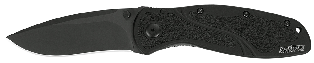 Kershaw 1670BLK Blur 3.40" Folding Drop Point w/Recurve Plain Black DLC 14C28N Steel Blade Black Anodized Aluminum Handle Includes Pocket Clip