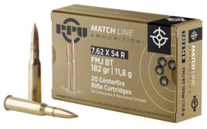 PPU PPM7 Match  7.62x54mmR 182gr Full Metal Jacket 20 Per Box/10 Case