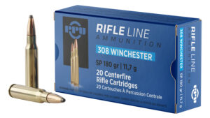 PPU PP3083 .308 Winchester 180 gr Soft Point ammunition box, 20 rounds