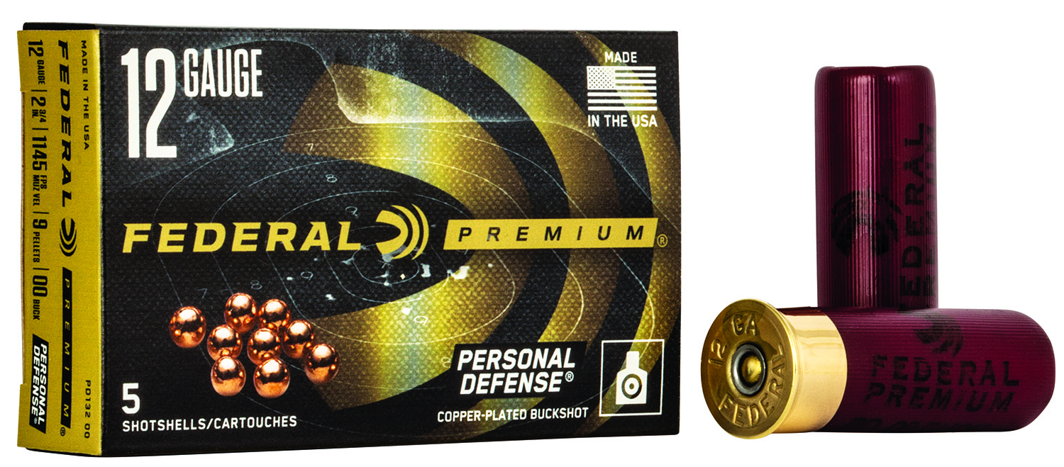 Federal PD13200 Premium Personal Defense 12Gauge 2.75" 9Pellets 00BuckShot 5 Per Box/50 Case